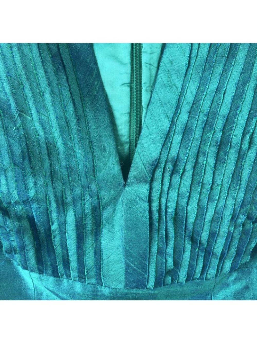Kay Unger New York Dress Womens 10 Blue Silk Pleated Sheath Party Cocktail - Picture 9 of 16